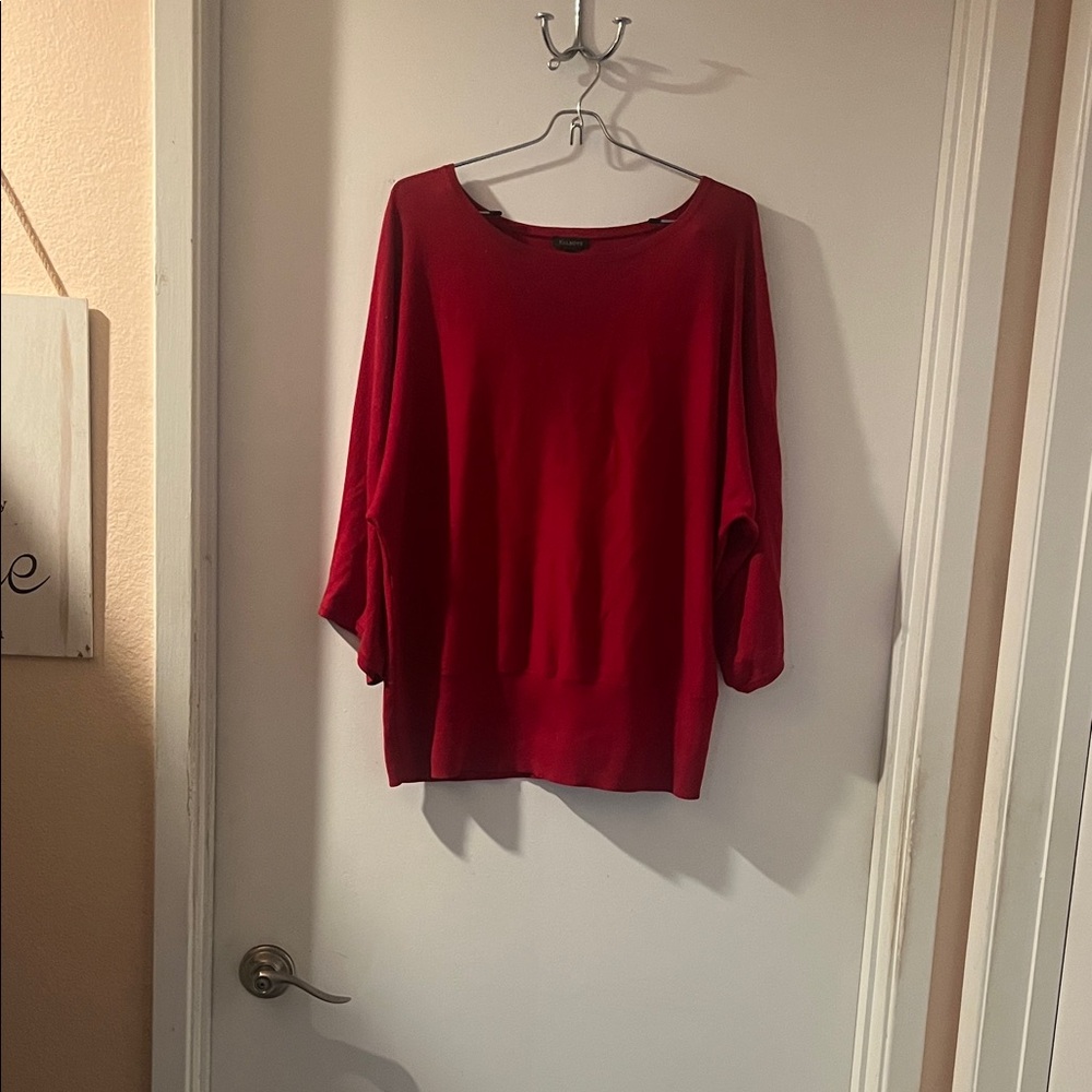 Talbots cotton rayon red boat neck sweater.